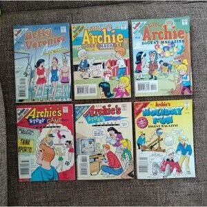 Vintage Archie Digest Magazine Comics Lot X6 Betty Veronica Little Holiday Fun 6